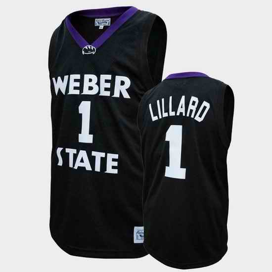 Men Weber State Wildcats Damian Lillard College Basketball Black Jersey